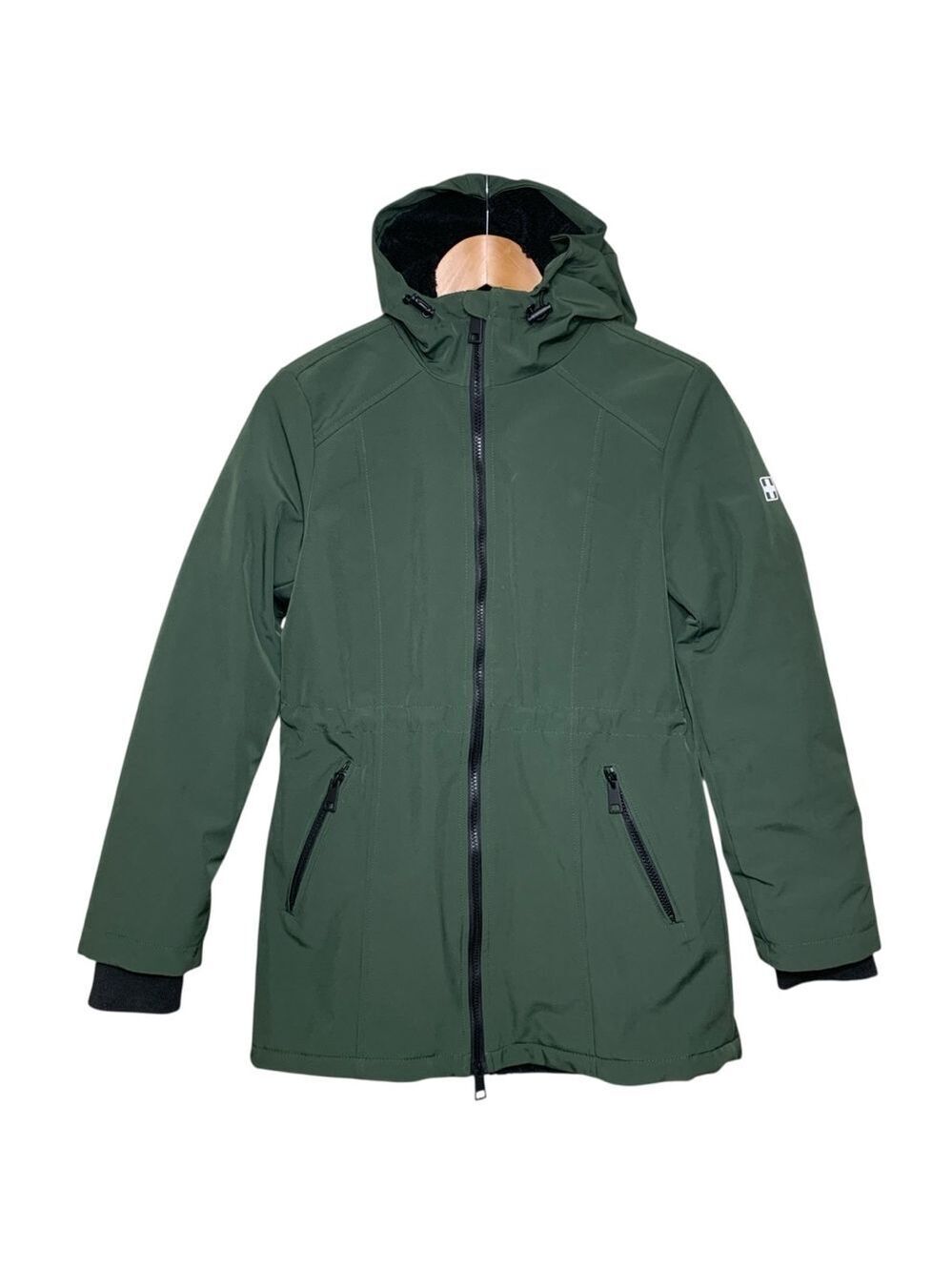 Swiss Tech Green Hooded Winter Jacket Fleece S Performance Soft Shell Gropcore
